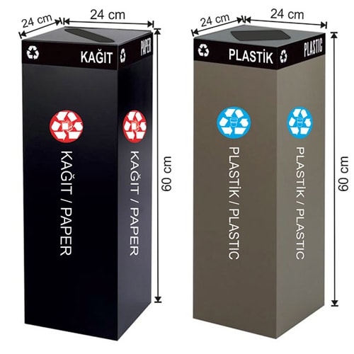 1885 Boyalı 2 Bölmeli Sıfır Atık Geri Dönüşüm Seti