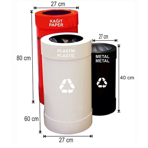 1886 Boyalı 3 Bölmeli Sıfır Atık Geri Dönüşüm Seti