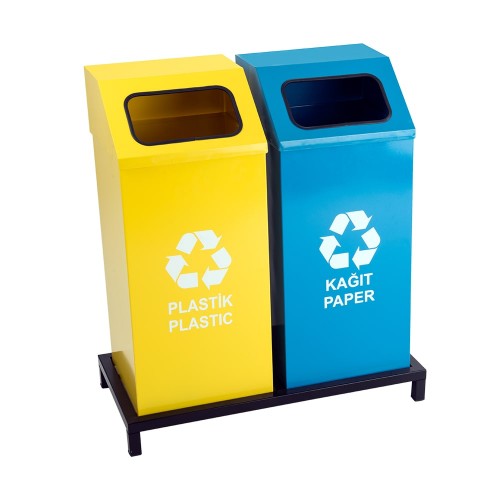 1017C Boyalı 2 Bölmeli Sıfır Atık Geri Dönüşüm Seti