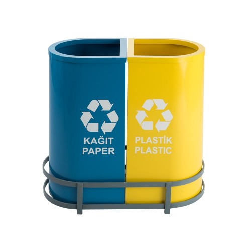 1021C Boyalı 2 Bölmeli Sıfır Atık Geri Dönüşüm Seti